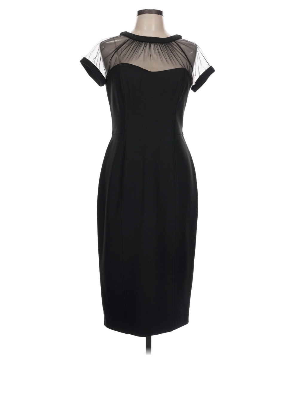 Maggy London Black Illusion Sheath Midi Dress